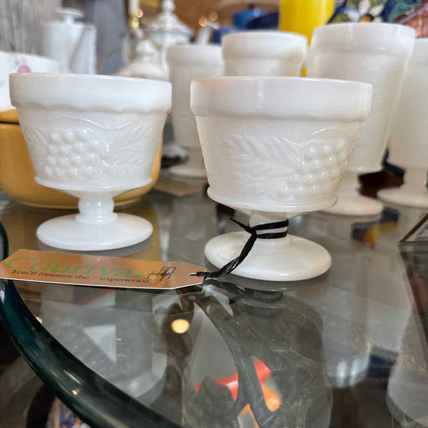 Two Indiana/Colony Milk Glass Sherbet Goblets