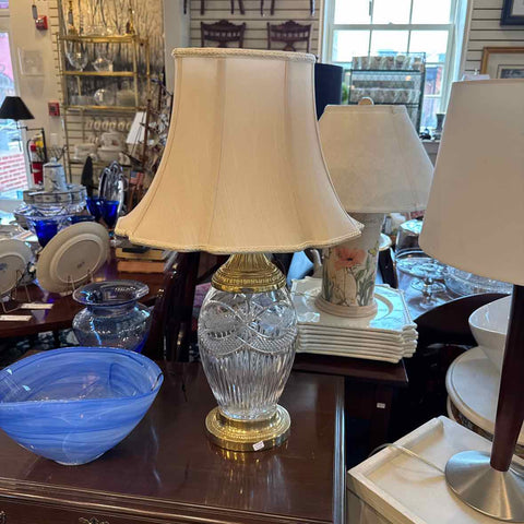 Crystal And Brass Lamp With Shade
