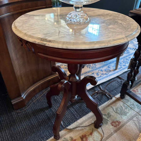 Mahogany And Marble Side Table