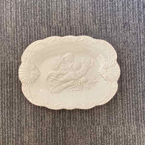 White Ceramic Platter with Lobster (Portugal)