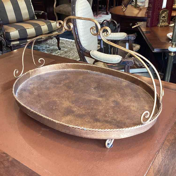 Gold Metal Tray With Handles