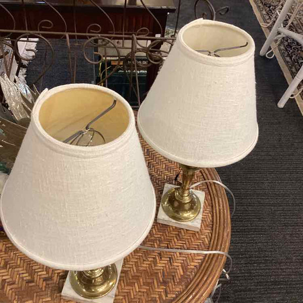 Pair Of Brass And Glass Lamps