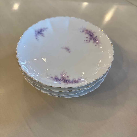 Five Purple Flower Dessert Plates