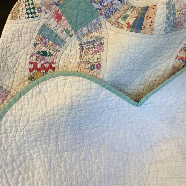 Vintage Double Wedding Ring Handmade Quilt