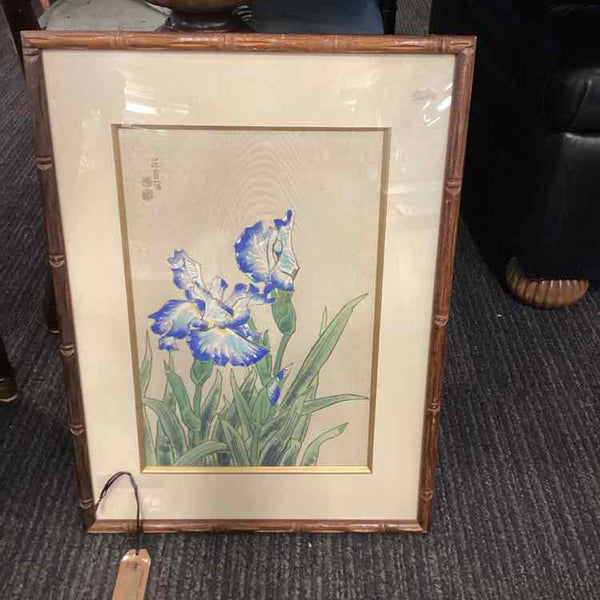 Blue Iris Maple Print in Bamboo Frame