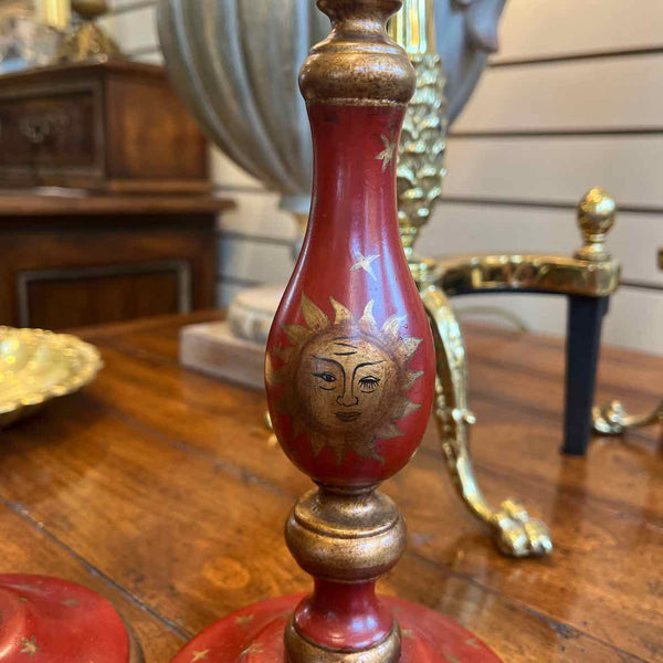 Pair Of Red And Gold Candlesticks
