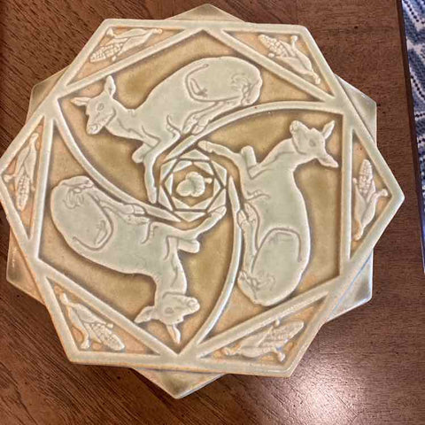 Pewabic Pottery Deer Tile Trivet