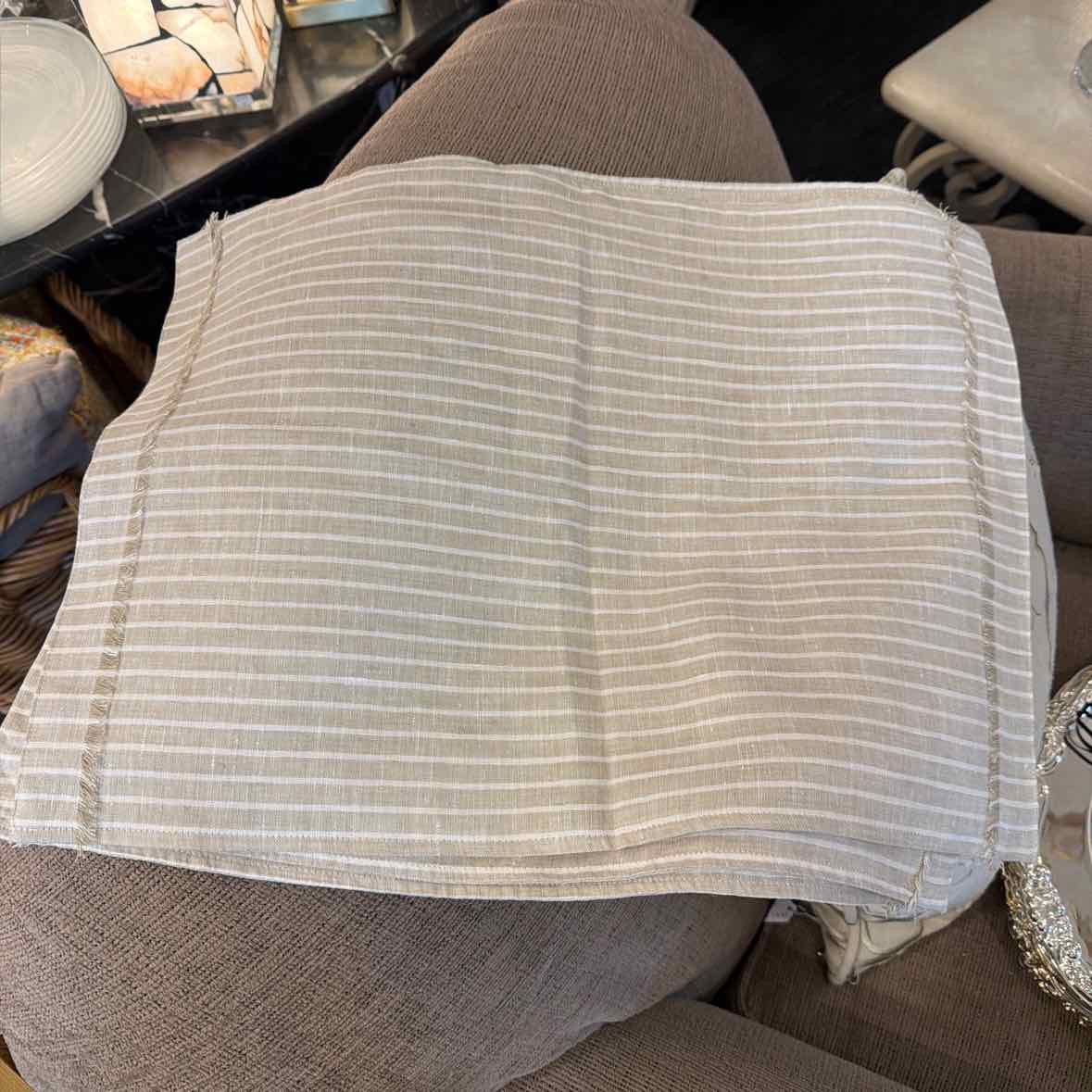 4 Striped Neutral Linen Placemats