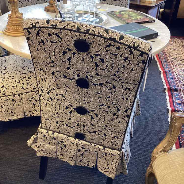 Pair Of Black And White Damask Chairs