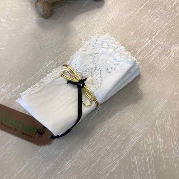 "As Is" Eight Ivory Tea Napkins