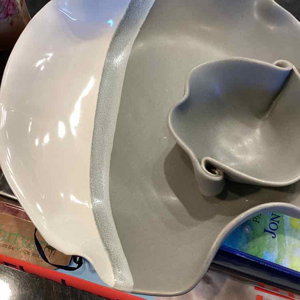 Chip And Dip Pottery Dish