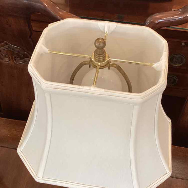 Blue/Yellow Ceramic Lamp w/White Shade