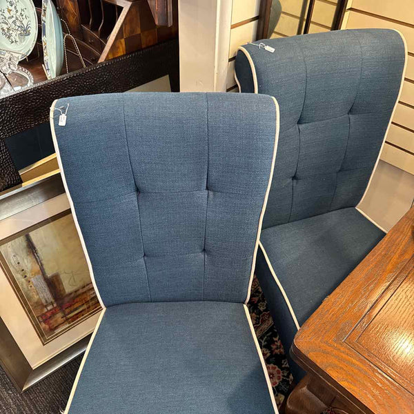 Set of 4 Navy/White Upholstered Side Chairs