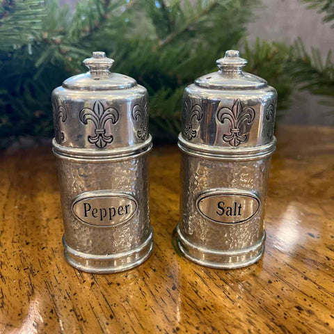 Pair Of Pewter Salt And  Pepper Shakers