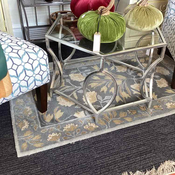 Pottery Barn Blue & Ivory Floral Rug