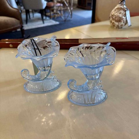 Pair Of Fenton Cornucopia Candlesticks