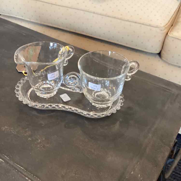 Candlewick Creamer, Sugar And Tray