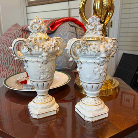 Pair Capodimonte Style Urns