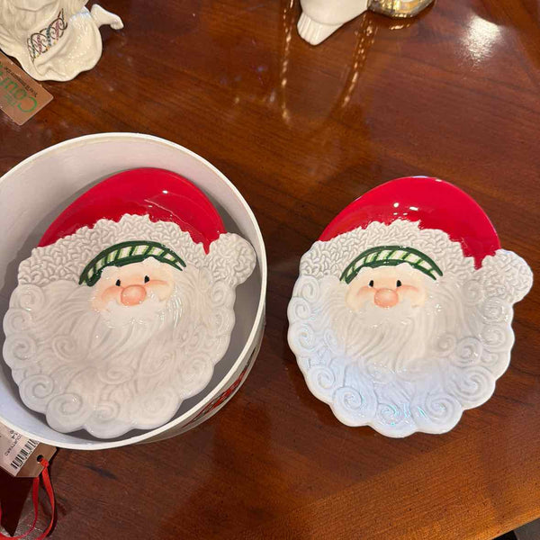 2 Fitz & Floyd Santa Dishes in Box