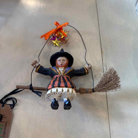 Witch On Broom Ornament