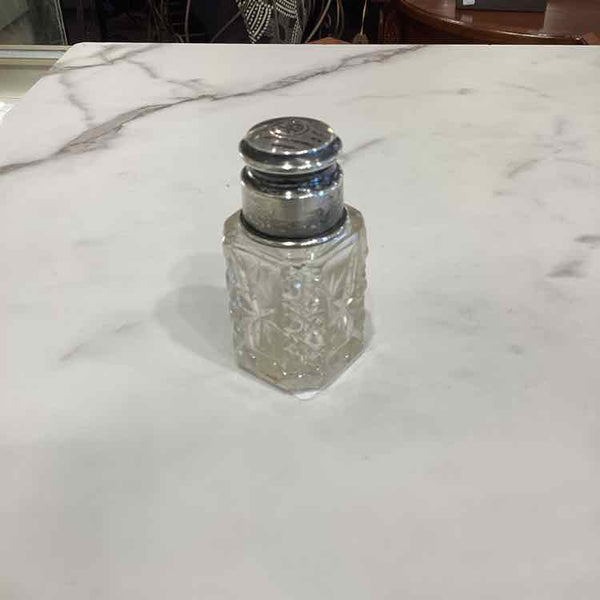 Antique Crystal Perfume Bottle w/Sterling Top