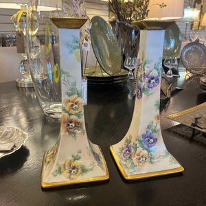 Pair of Limoges Handpainted Candlesticks