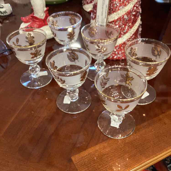 Set of 12 Sherry Glasses with Gold Leaves