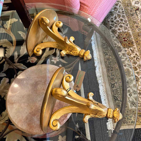 Pair of Gold Wall Shelves