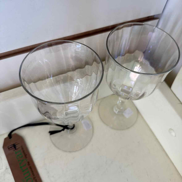 2 Iridescent Vintage Wine Glasses