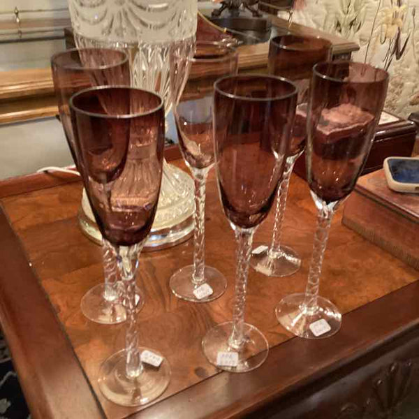 Set of  6 Aubergine Champagne Flutes