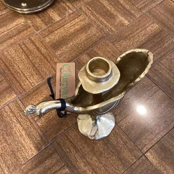 Gold Peacock Taper Candleholder