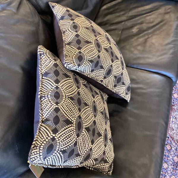 16" Two Black And Cream Pillows