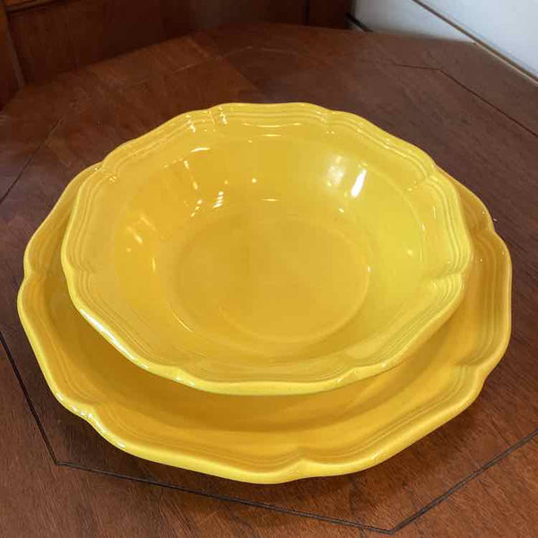Mikasa Yellow Round Platter and Serving Bowl