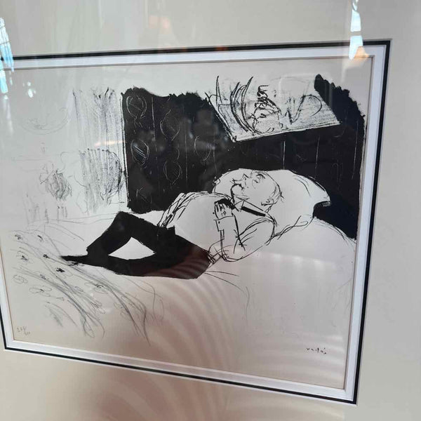 Black & White Lithograph Signed/Numbered of Sleeping Man