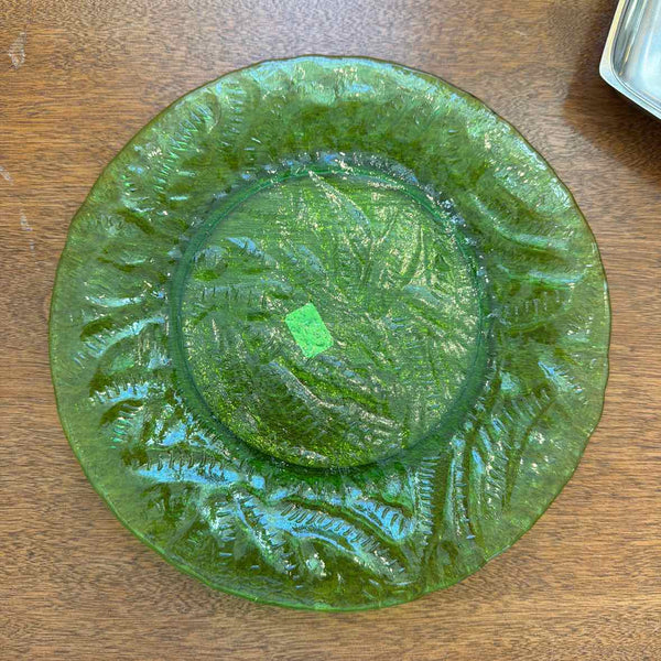 7 Green Glass Plates
