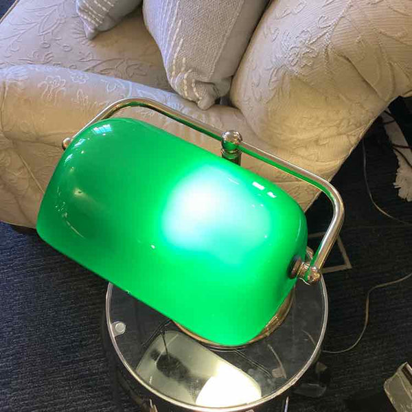 Banker's Desk Lamp With Brass Base