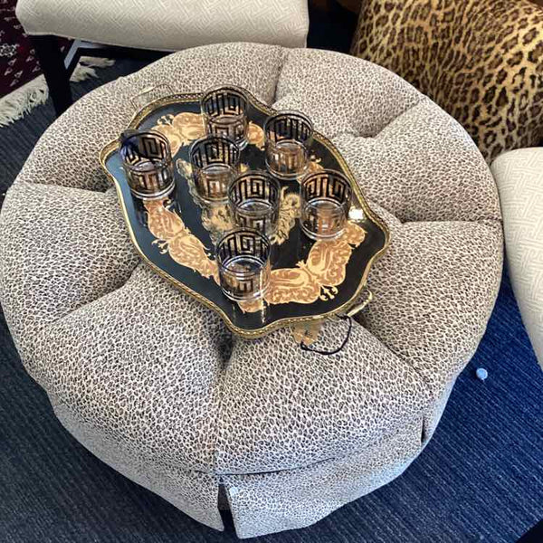 Round Pearson Animal Print Ottoman
