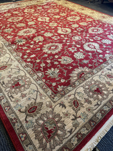 Red, Beige and Light Blue Oriental Rug