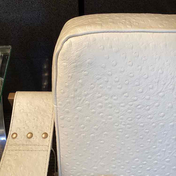 White Ostrich Leather Contempory Chair