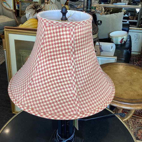 Black Iron Lamp with Plaid Shade
