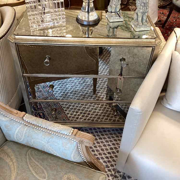 Ethan Allen Three Drawer Mirrored Chest