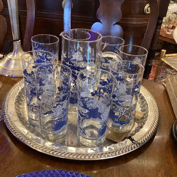 Johnson Bros. Pitcher And Eight Glasses