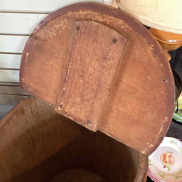 Antique Wine Barrel with Hinged Top