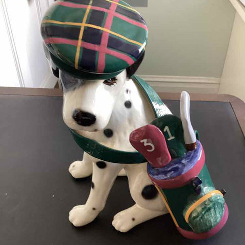 Ceramic Dalmation Dog w/Golf Clubs