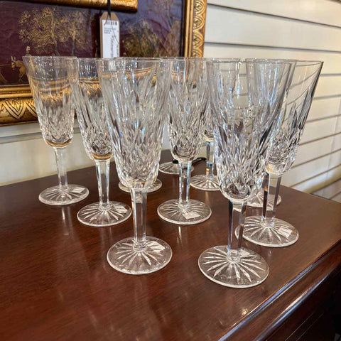 Ten Waterford Lismore Champagne Flutes