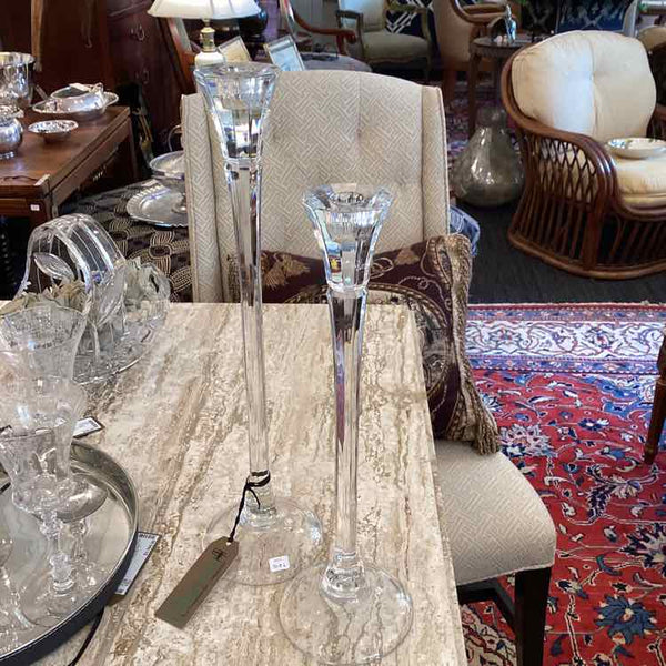 Pair of Tall Crystal Candle Holders