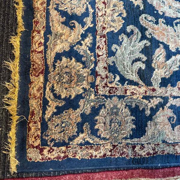 Navy/Beige Damask Rug