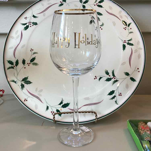 4 Wine Glasses - "Happy Holidays"