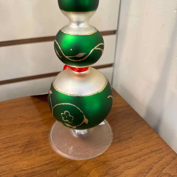 Green and White Glass Tree Topper