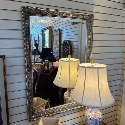 Silver Floral Carved  Mirror